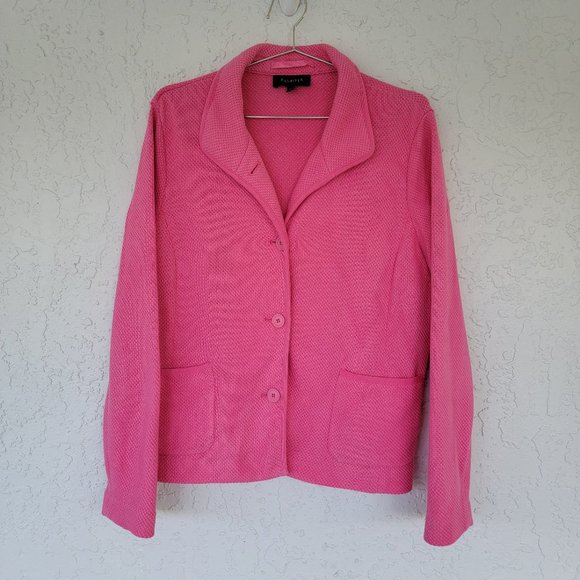Talbots Jackets & Blazers - Talbots Long Sleeve Blazer Sweater Cotton Collared Pockets  Pink Woman XL